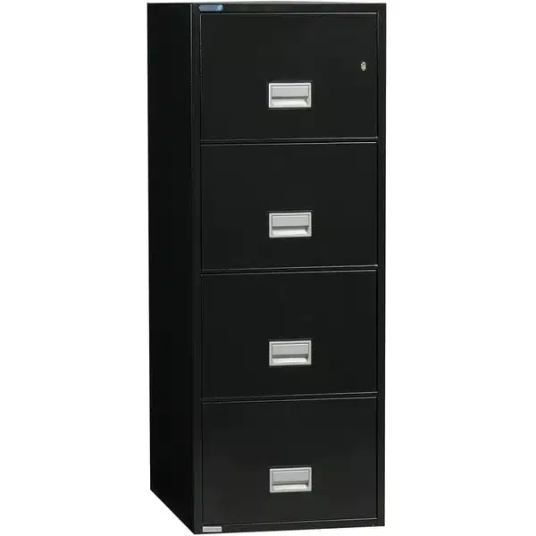 Phoenix – 4 Drawer Vertical Fireproof File Cabinet with Water Seal (LGL4W31) Black