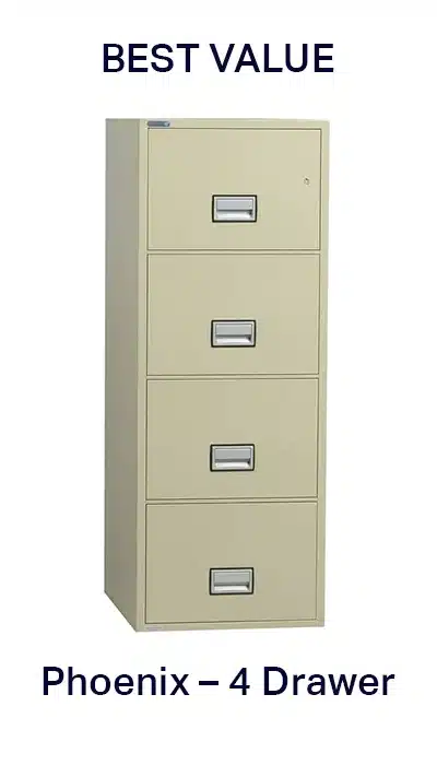 Phoenix – 4 Drawer Vertical Fireproof File Cabinet with Water Seal LGL4W31 - Y